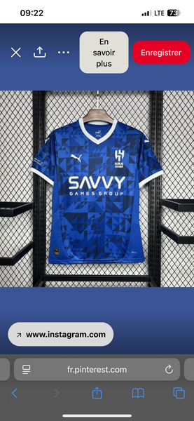 Maillot de Football Bleu Homme