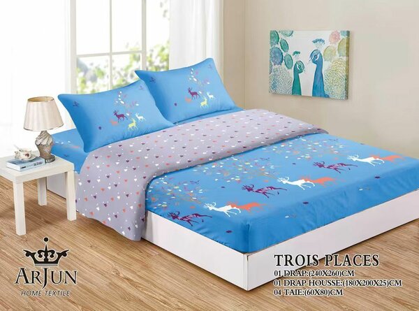 Parure de lit bleu à motifs