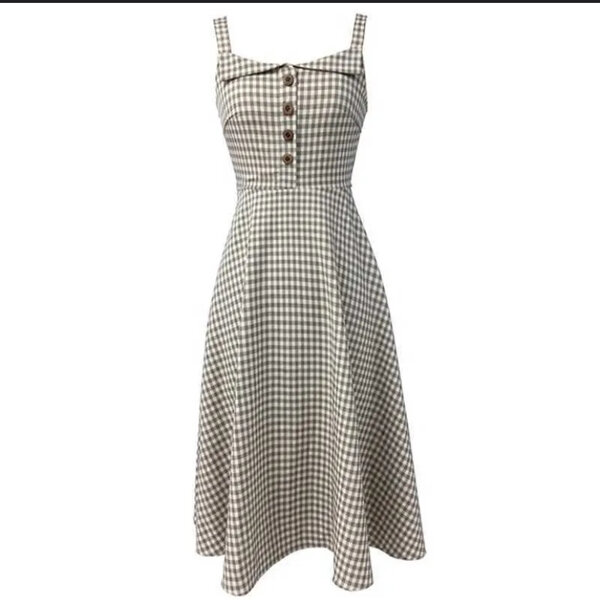 Robe à carreaux boutonnée été