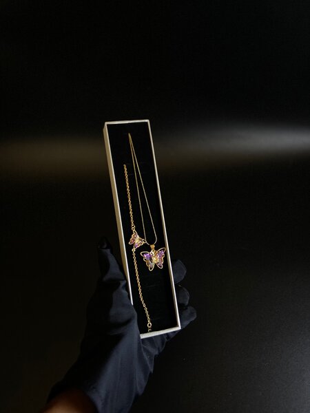 Butterfly necklace and bracelet ( 2 piece )