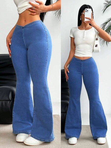 Jeans Évasés Femme Taille Haute