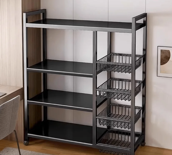 Heavy Duty 4-Tier Metal Storage Rack with Wheels