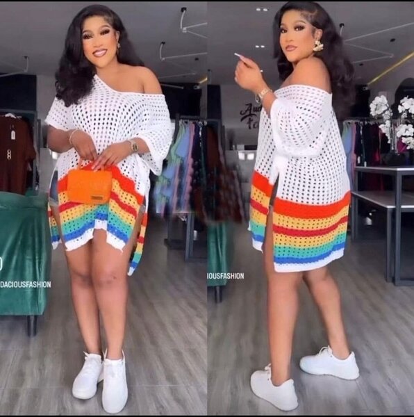 Robe Pull Crochet Arc-en-Ciel