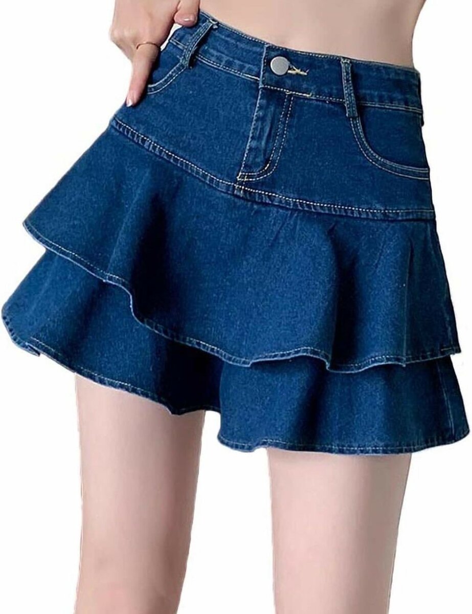 Jupe en jean à volants