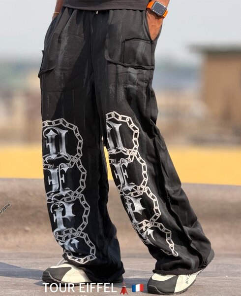 Pantalon cargo ample imprimé