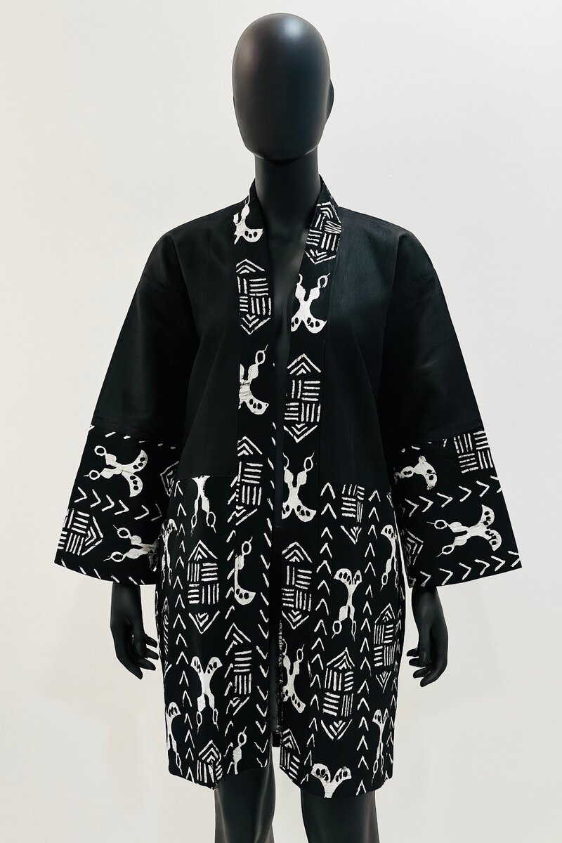 Veste Kimono Noir Imprimé