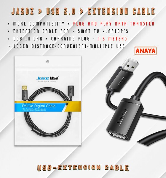 USB Extensions Cable 1.5m  For Smart TV Computer & More