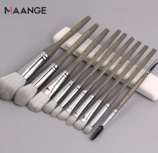 MAANGE Pro 10 Pcs Makeup Brush Set With Bag Powder Foundation Eyeshadow Lip Eyeliner Blush Blending Face Makeup Brushes tools