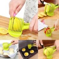 Handheld Lemon Tomato Slicers, Multipurpose Kitchen Fruit Food Tongs Vegetable Slicer Potato Cutter Onions Holder Easy Slicing Helper Tools Slicer Chopper Fruits Cutter