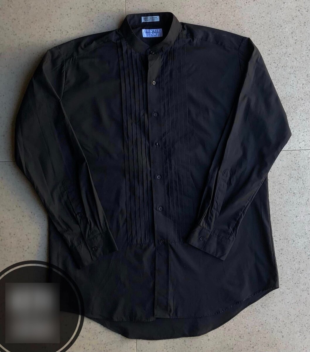 Men's Black Pleated Shirt 