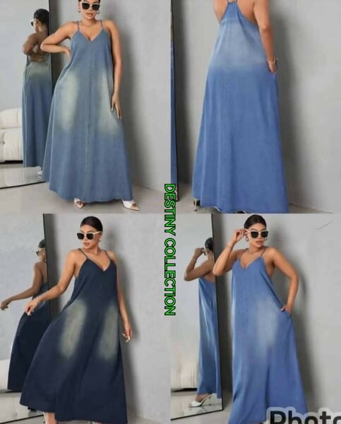 Robe longue en denim chic