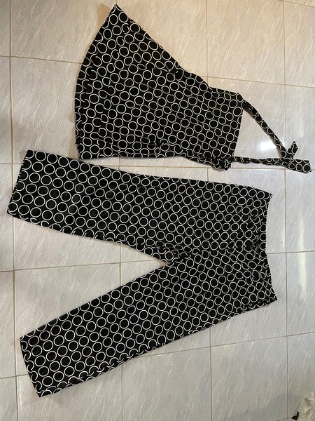 Black Patterned Matching Set