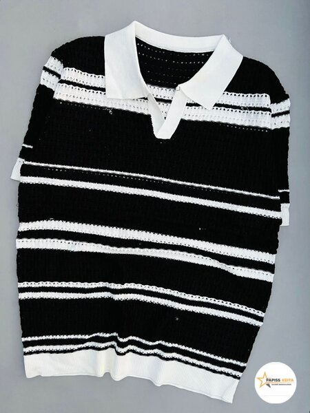 Polo rayé noir et blanc chic