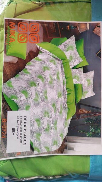 Parure de lit vert et blanc MIKA 2 places