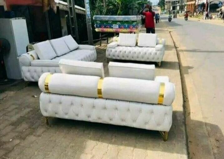 Canapé d'angle en cuir et tissu