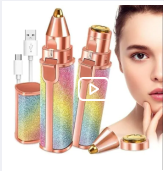 2-in-1 Rechargeable Flawless Hair Remover, Painless Facial Eyebrow Shaper, Upper Lips, Moustache Removal Machine. Blawless Rechargeable Machine - Electric Eyebrow Trimmer, Facial Hair Removal Razor, Rainbow Design