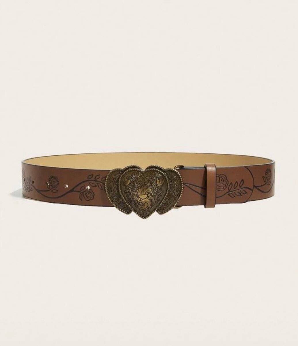 Ceinture cuir boucle coeur