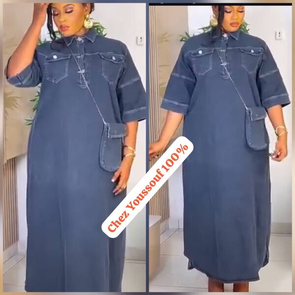 Robe longue en jean pour femme