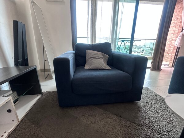 Plush Blue Sofa Set