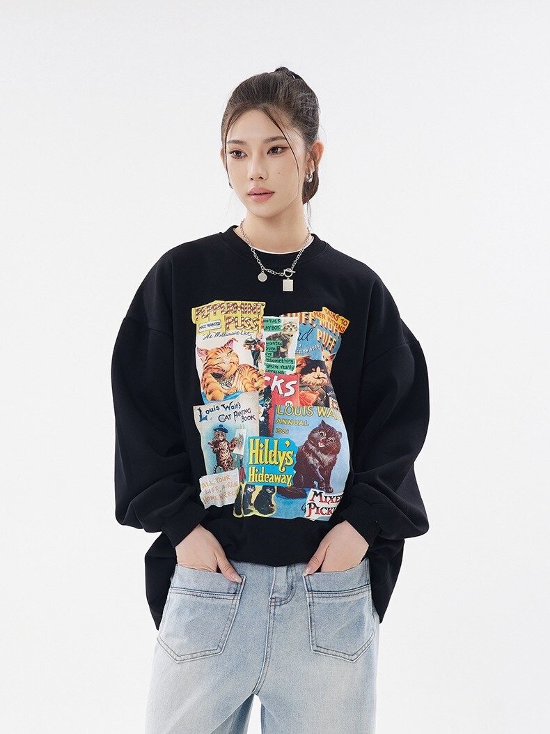 Свитшоты с винтажным коллажем кошек