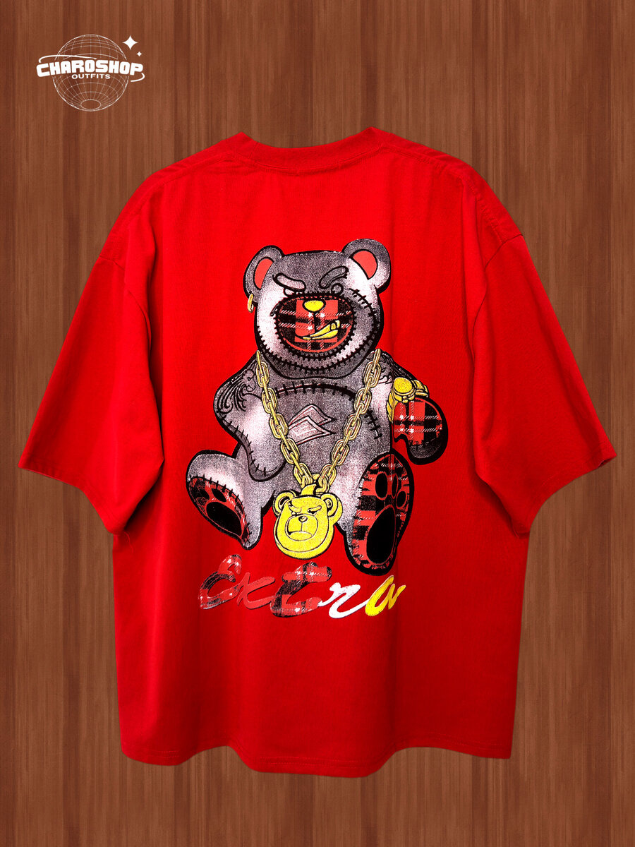T-shirt rouge imprimé ours