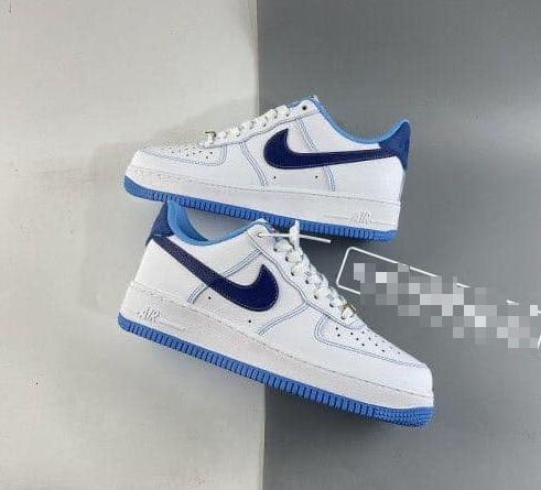 Nike Air Force 1 '07 'Blanc Moyen Bleu', blanc