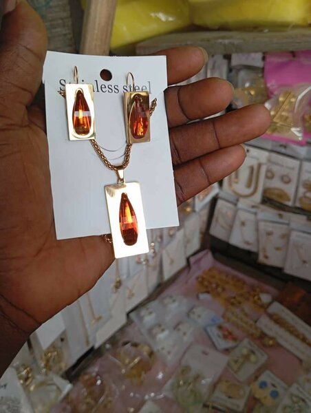 Parure Bijoux Inox Ambre