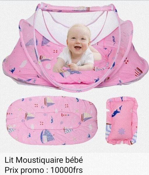 Lit Moustiquaire bébé rose et blanc