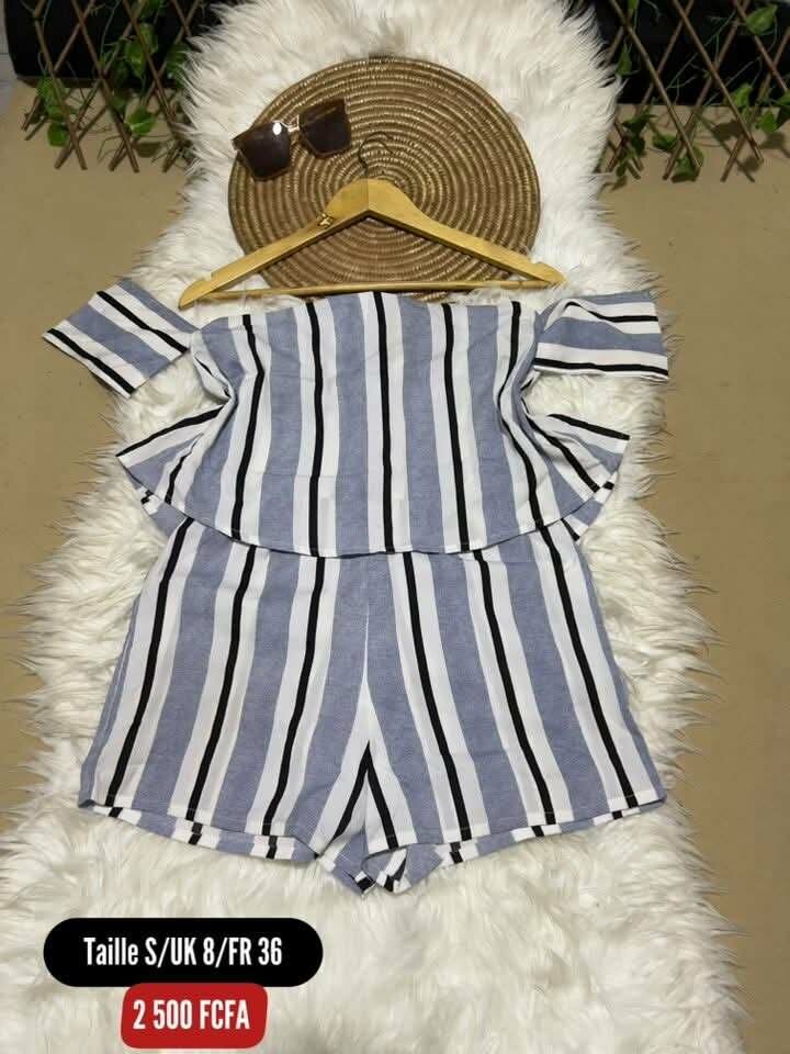 Combi-short rayé d'été