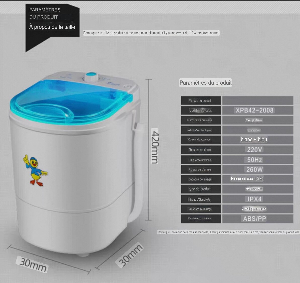 Mini Lave-Linge Portable Économique