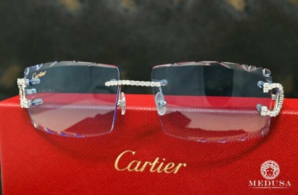 Lunettes Cartier luxe bleutées strass