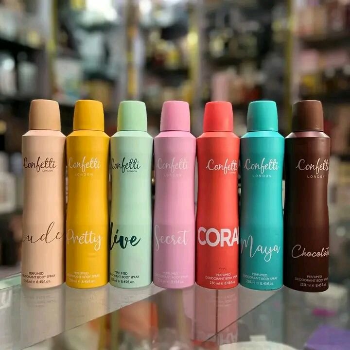 Confetti body sprays