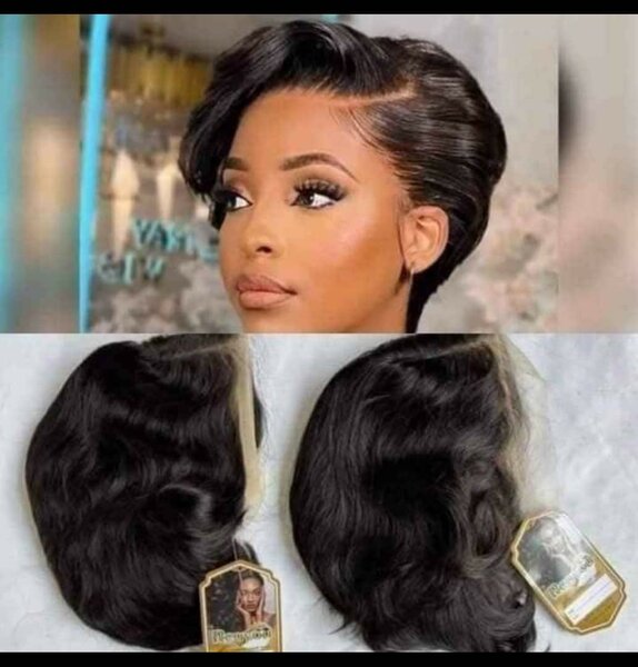 Perruque courte en cheveux naturels