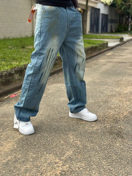 Jean large effet délavé