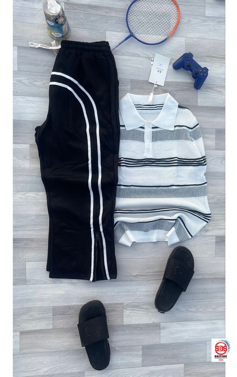 Ensemble sportif rayé homme