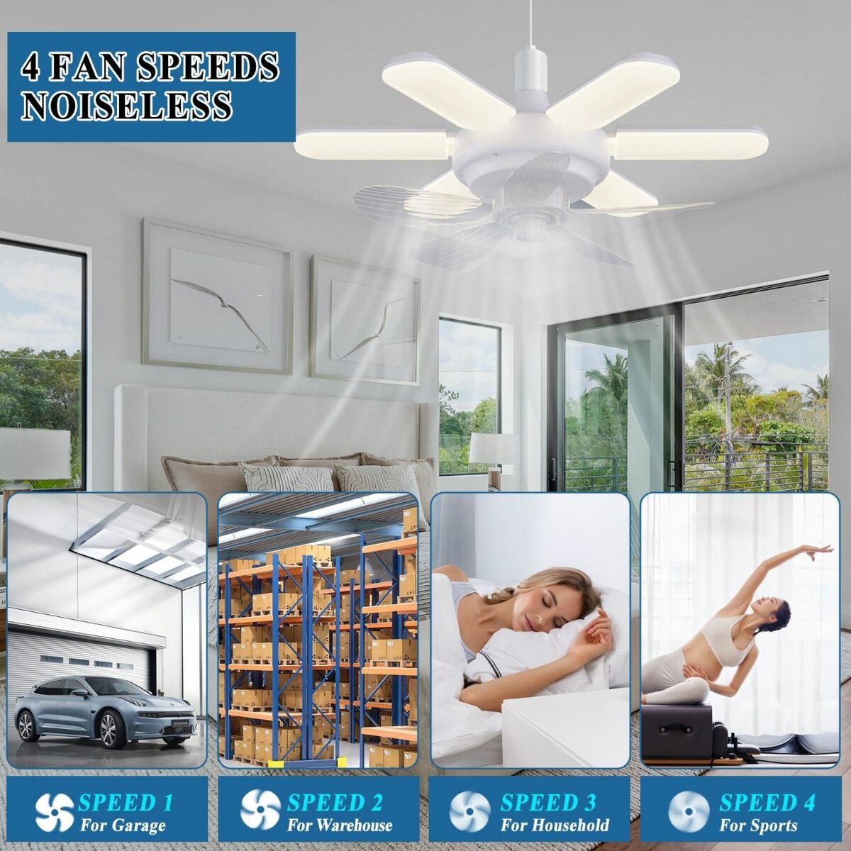 Ventilateur de plafond LED silencieux