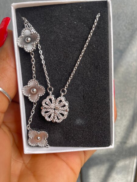 Collier Pendentif Fleur Argenté