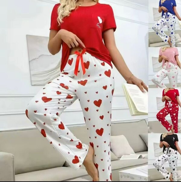 Pantalon de pyjama imprimé cœurs