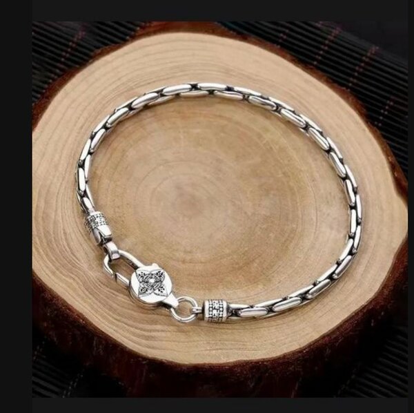 Стильный винтажный браслет серебро