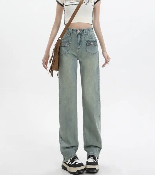 Джинсы стрейч светло-изумрудного цвета с высокой талией для