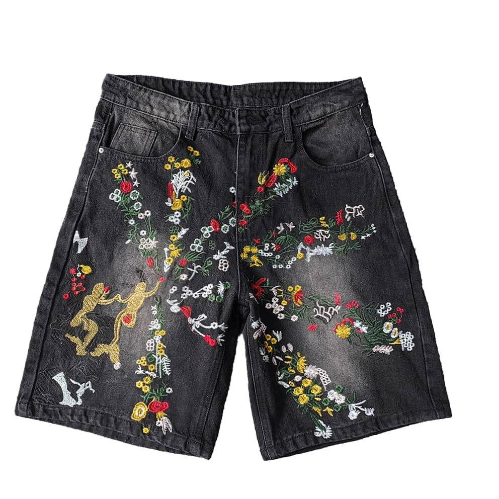 Short en jean brodé tendance