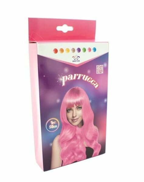 Perruque rose longue 50cm
