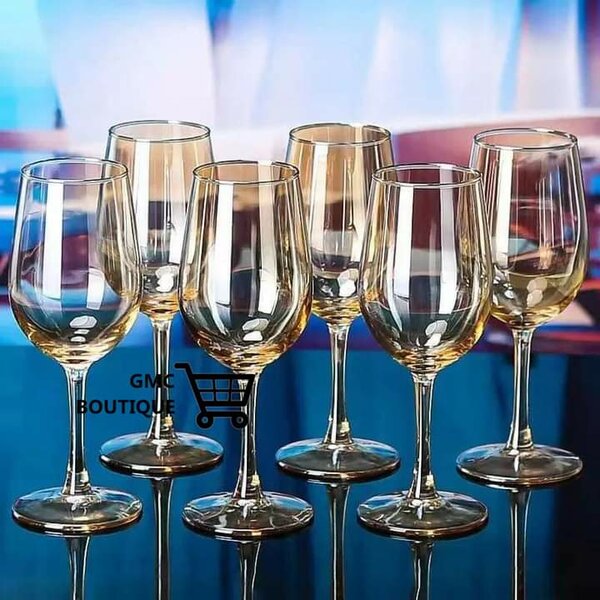 Lot de 06 verres à pieds doré