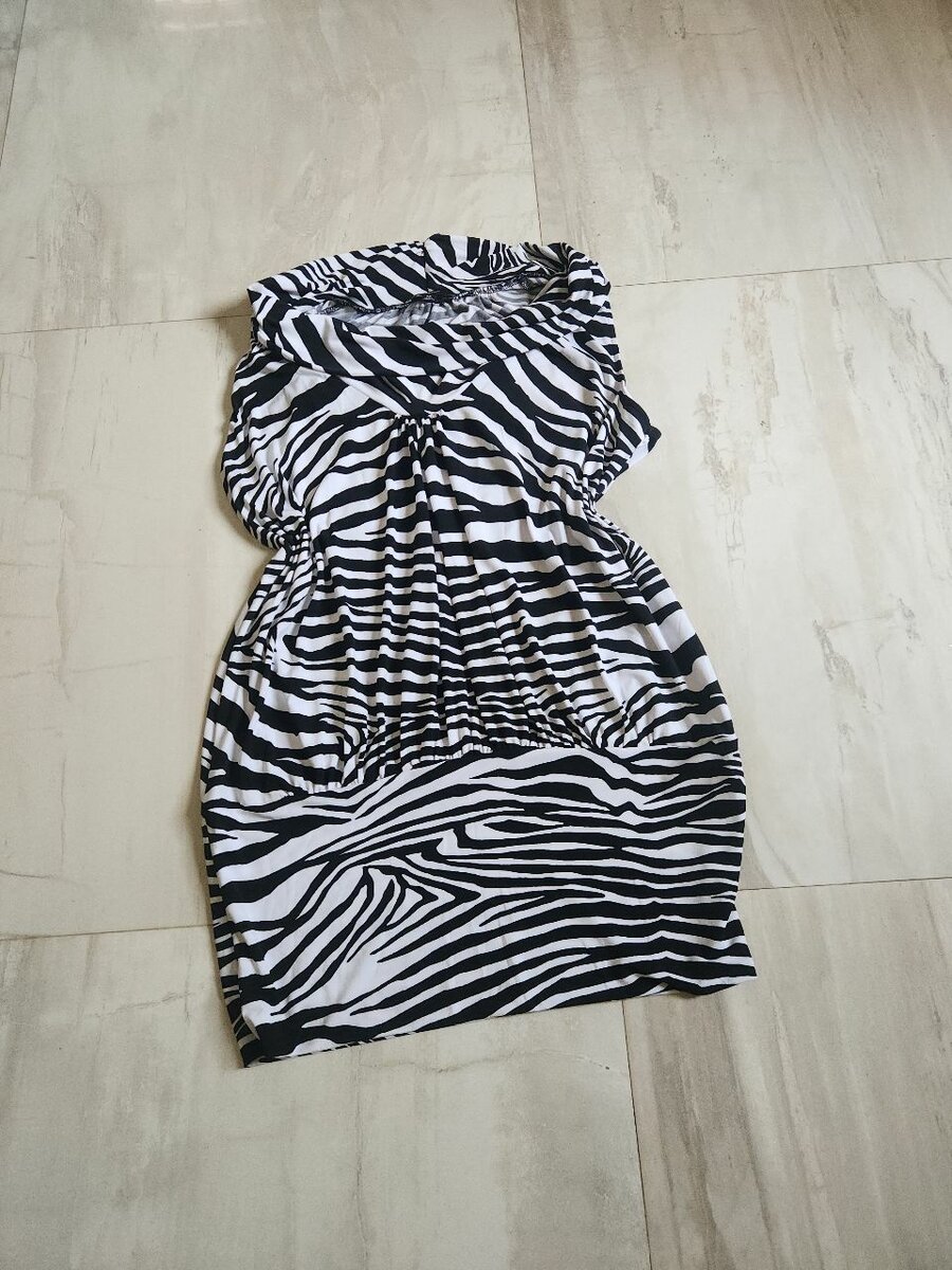 Express Black White Zebra Cowl Neck Mini Dress