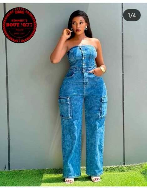 Beautiful and stylish women's denim jumpsuit blue
