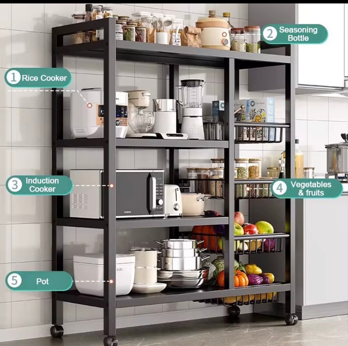 Étagère mobile métallique