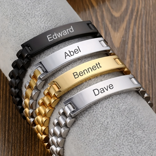 Bracelet en acier inoxydable personnalisé avec nom