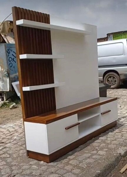 Meuble TV moderne blanc et bois