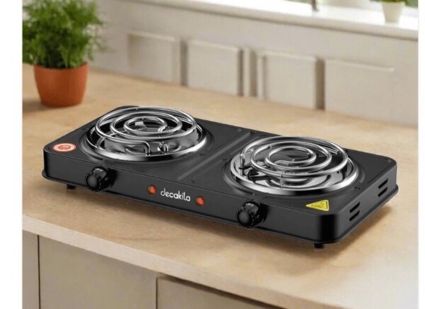 Durable Smart Double Burner Electric Cooking Stove - Black