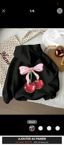 Sweat à capuche cerises chaud